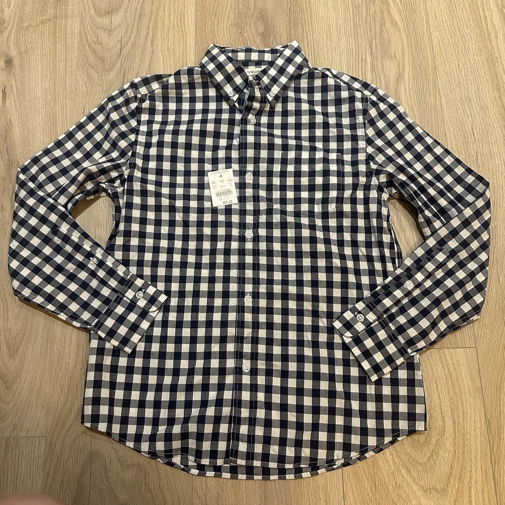 NWT Crewcuts Boys Size 12 Blue Plaid Button Down Shirt Long Sleeve Preppy